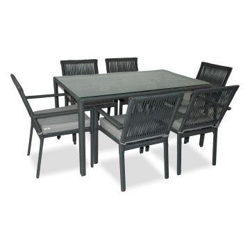 Set De Lounge De Grădină Leros 150, Maro Inchis, 150X75X90 Cm - Gri