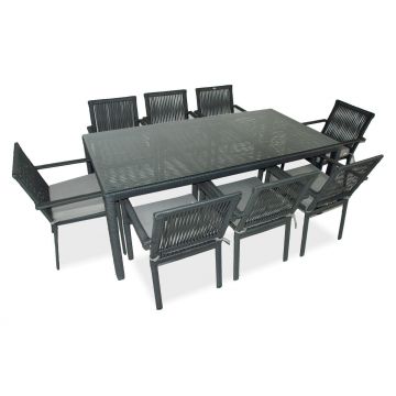 Set De Lounge De Gradina Leros, Maro Inchis, 7 piese - Gri