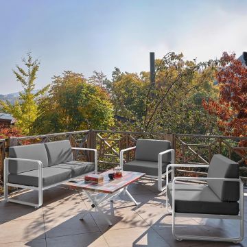 Set De Lounge De Grădină Lux Naomi, 4 bucati - Alb Gri