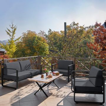 Set De Lounge De Grădină Lux Naomi, 4 bucati - Antracit negru