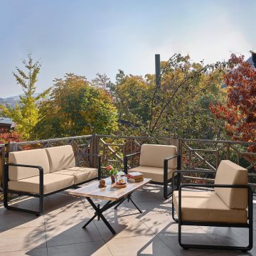 Set De Lounge De Grădină Lux Naomi, 4 bucati - Bej negru