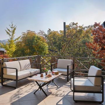 Set De Lounge De Grădină Lux Naomi, 4 bucati - Crem/antracit