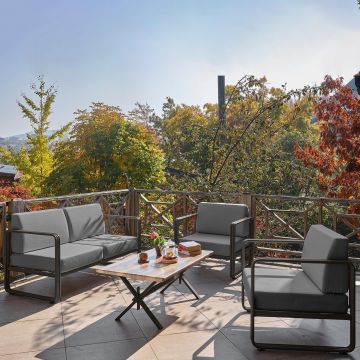 Set De Lounge De Grădină Lux Naomi, 4 bucati - Gri antracit