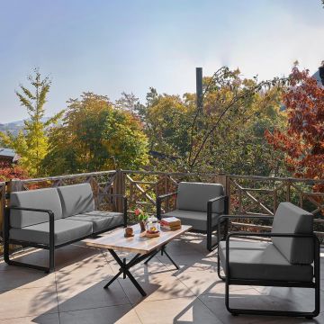 Set De Lounge De Grădină Lux Naomi, 4 bucati - Gri inchis