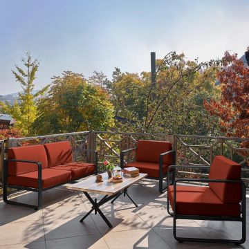 Set De Lounge De Grădină Lux Naomi, 4 bucati - Negru/Rosu