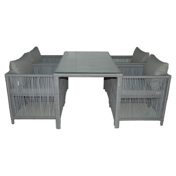 Set De Lounge De Grădină Mana 2, Maro Inchis, 71X70X74 Cm - Gri deschis