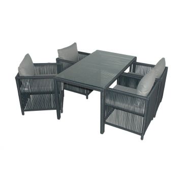 Set De Lounge De Grădină Mana 2, Maro Inchis, 71X70X74 Cm - Gri