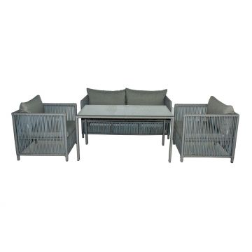 Set De Lounge De Grădină Mana 3, Maro Inchis, 154X70X74 Cm - Gri deschis