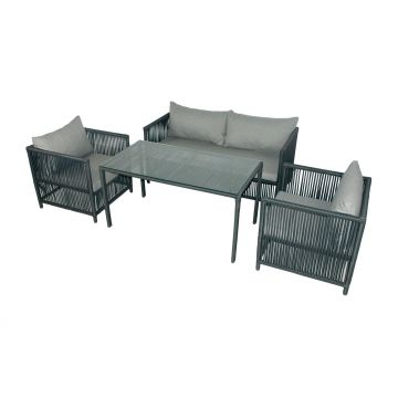 Set De Lounge De Grădină Mana 3, Maro Inchis, 154X70X74 Cm - Gri