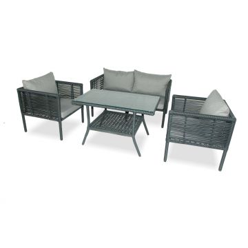 Set De Lounge De Grădină Newyork 130, Maro Inchis, 65X65X66 Cm - Gri