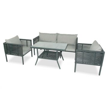 Set De Lounge De Grădină Newyork 160, Maro Inchis, 65X65X66 Cm - Gri