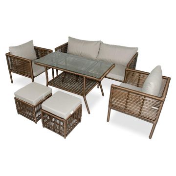 Set De Lounge De Grădină Newyork Pouffe-2, Maro Inchis (diverse dimensiuni) - arsiv2