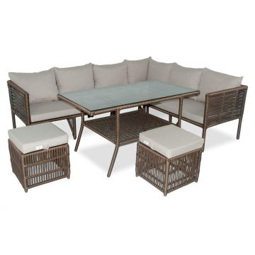 Set De Lounge De Grădină Newyork Pouffe, Maro Deschis (diverse dimensiuni) - arsiv