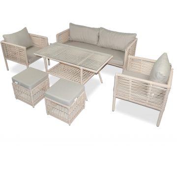 Set De Lounge De Grădină Newyork Pouffe, Maro Deschis (diverse dimensiuni) - arsiv9