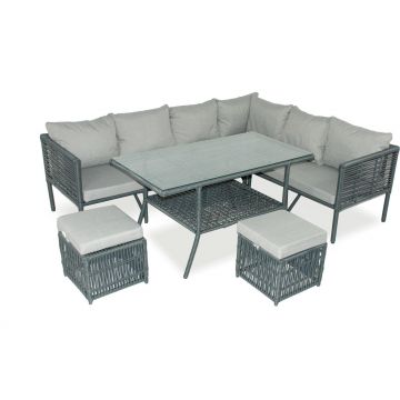 Set De Lounge De Grădină Newyork Pouffe, Maro Deschis (diverse dimensiuni) - Gri