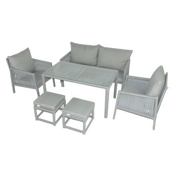 Set De Lounge De Grădină Otto Sofa, Maro Inchis, 154X82X69 Cm - Gri deschis
