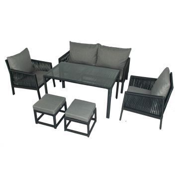 Set De Lounge De Grădină Otto Sofa, Maro Inchis, 154X82X69 Cm - Gri