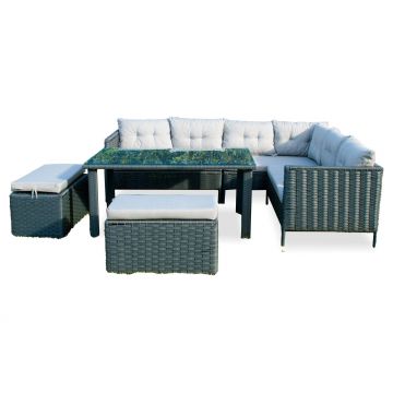 Set De Lounge De Grădină Paris, Maro Inchis, 4 bucati - Gri