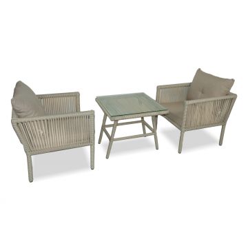 Set De Lounge De Grădină Shangai 2, Crem, 61X62X62 Cm - Crem