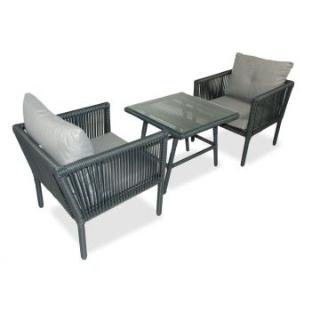 Set De Lounge De Grădină Shangai 2, Crem, 61X62X62 Cm - Gri
