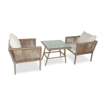 Set De Lounge De Grădină Shangai 2, Crem, 61X62X62 Cm - Multicolor