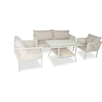 Set De Lounge De Grădină Shangai 3, Crem, 61X62X62 Cm - Crem