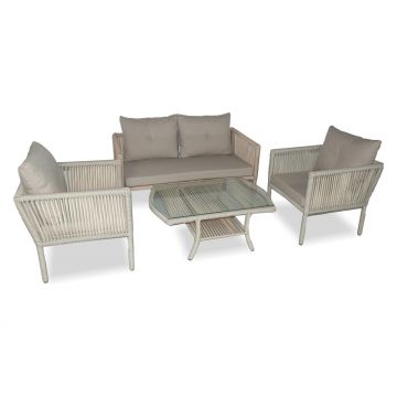 Set De Lounge De Grădină Shangai 38, Crem, 61X62X62 Cm - Crem