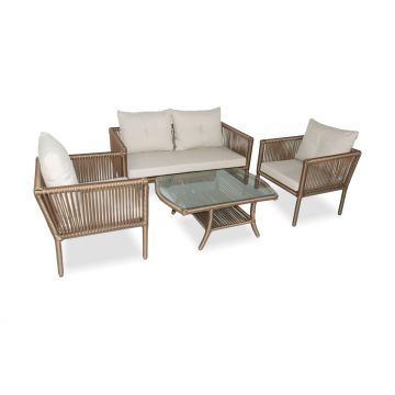 Set De Lounge De Grădină Shangai 38, Crem, 61X62X62 Cm - Multicolor