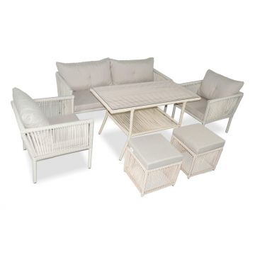 Set De Lounge De Grădină Shangai 4, Crem, 61X62X62 Cm - Crem