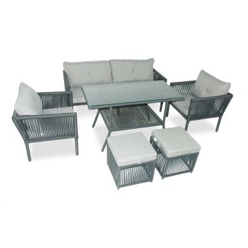 Set De Lounge De Grădină Shangai 4, Crem, 61X62X62 Cm - Gri