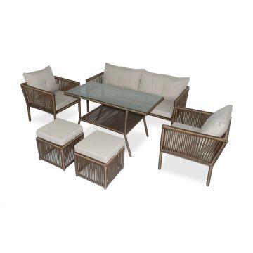 Set De Lounge De Grădină Shangai 4, Crem, 61X62X62 Cm - Multicolor