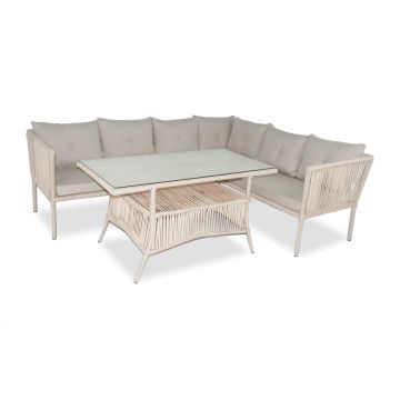 Set De Lounge De Grădină Shangai 5, Crem, 224X62X180 Cm - Crem