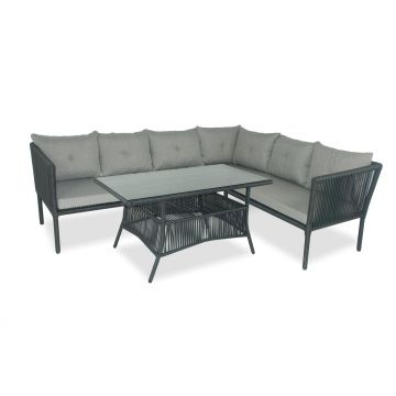 Set De Lounge De Grădină Shangai 5, Crem, 224X62X180 Cm - Gri