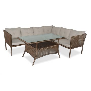 Set De Lounge De Grădină Shangai 5, Crem, 224X62X180 Cm - Multicolor