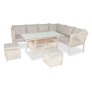 Set De Lounge De Grădină Shangai 6, Crem, 224X62X180 Cm - Crem
