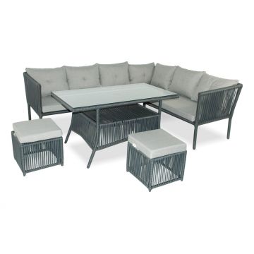 Set De Lounge De Grădină Shangai 6, Crem, 224X62X180 Cm - Gri