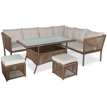 Set De Lounge De Grădină Shangai 6, Crem, 224X62X180 Cm - Multicolor