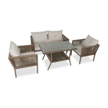 Set De Lounge De Grădină Shangai 62, Crem, 61X62X62 Cm - Multicolor