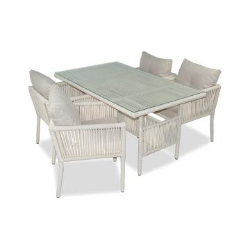 Set De Lounge De Grădină Shangai 7, Crem, 150X75X90 Cm - Crem