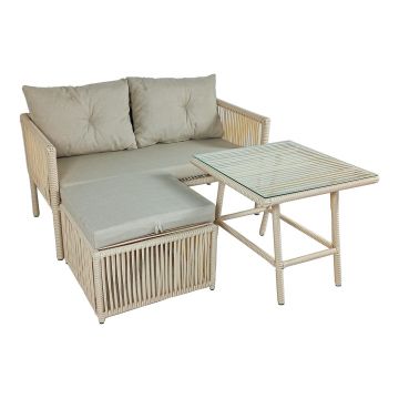 Set De Lounge De Grădină Shangai 8, Crem, 158X62X62 Cm - Crem