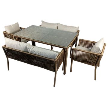Set De Lounge De Grădină Vera 2, Maro Inchis, 150X75X90 Cm - arsiv