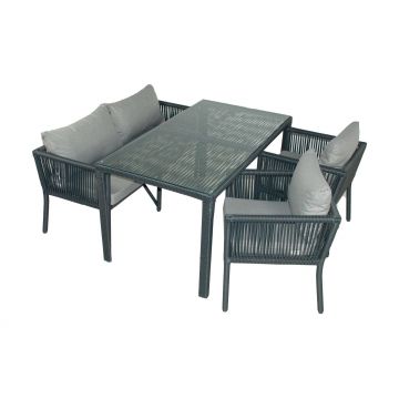 Set De Lounge De Grădină Vera 3, Maro Inchis, 140X75X80 Cm - Gri