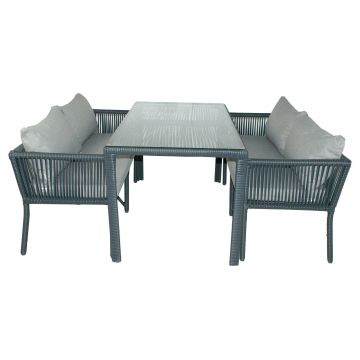 Set De Lounge De Grădină Vera 4, Maro Inchis, 140X75X80 Cm - Gri