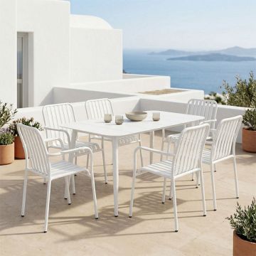 Set de sufragerie exterior Heven Vista, 7 piese, 120x70x72 cm - Alb