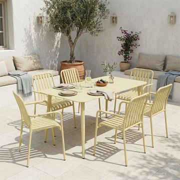 Set de sufragerie exterior Heven Vista, 7 piese, 120x70x72 cm - Champagne