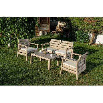 Set lounge de grădină, Cappuccino, 81x67x125 cm - Maro