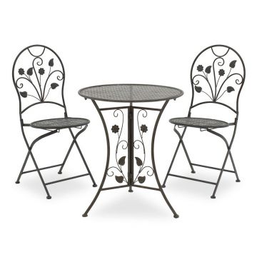 Set masa 3 bucati Abriel, Gri - Gri inchis, 60x60x71 cm - Gri inchis