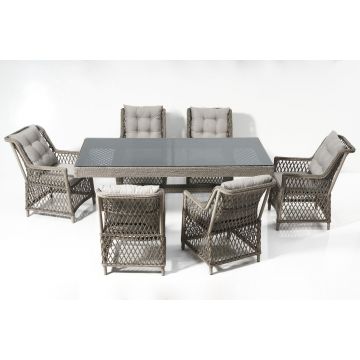 Set Masă Și Scaune De Grădină (7 Bucăți) Calista, Gri, 58X75X73 Cm - Gri