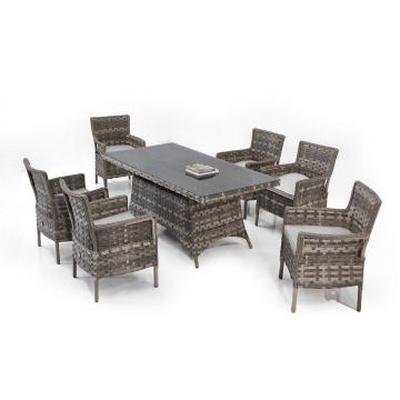 Set masă și scaune de grădină (7 bucăți) Vivaldi - Grey, Gri, 160x75x90 cm - Gri