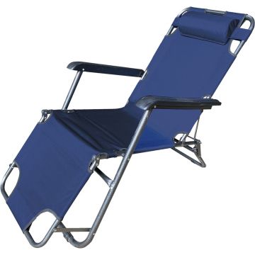 Sezlong pliabil cu tetiera Simple, Heinner, 153x60x79cm, bleumarin Sezlong pliabil cu tetiera Simple, Heinner, 153x60x79cm, bleumarin